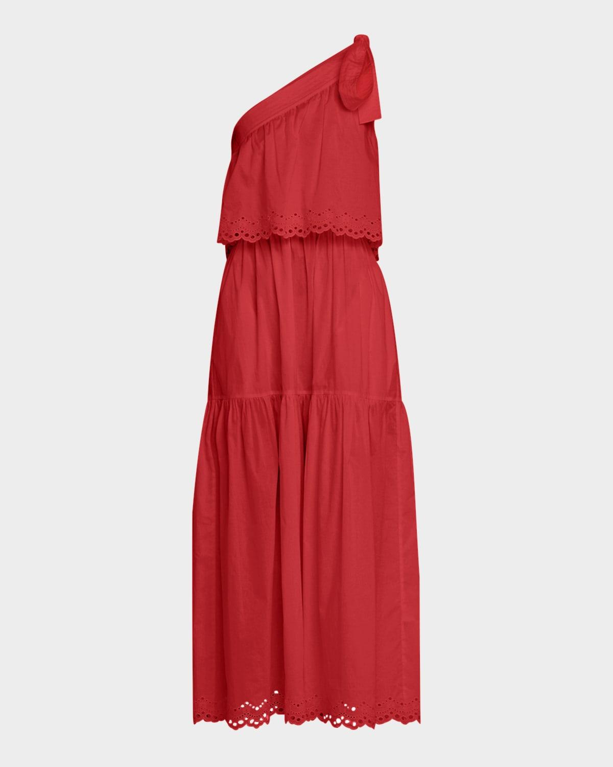 cora tiered one-shoulder midi dress