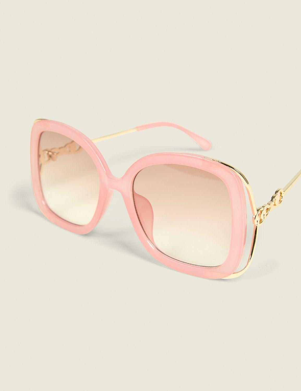 coral metal-detail cateye sunglasses