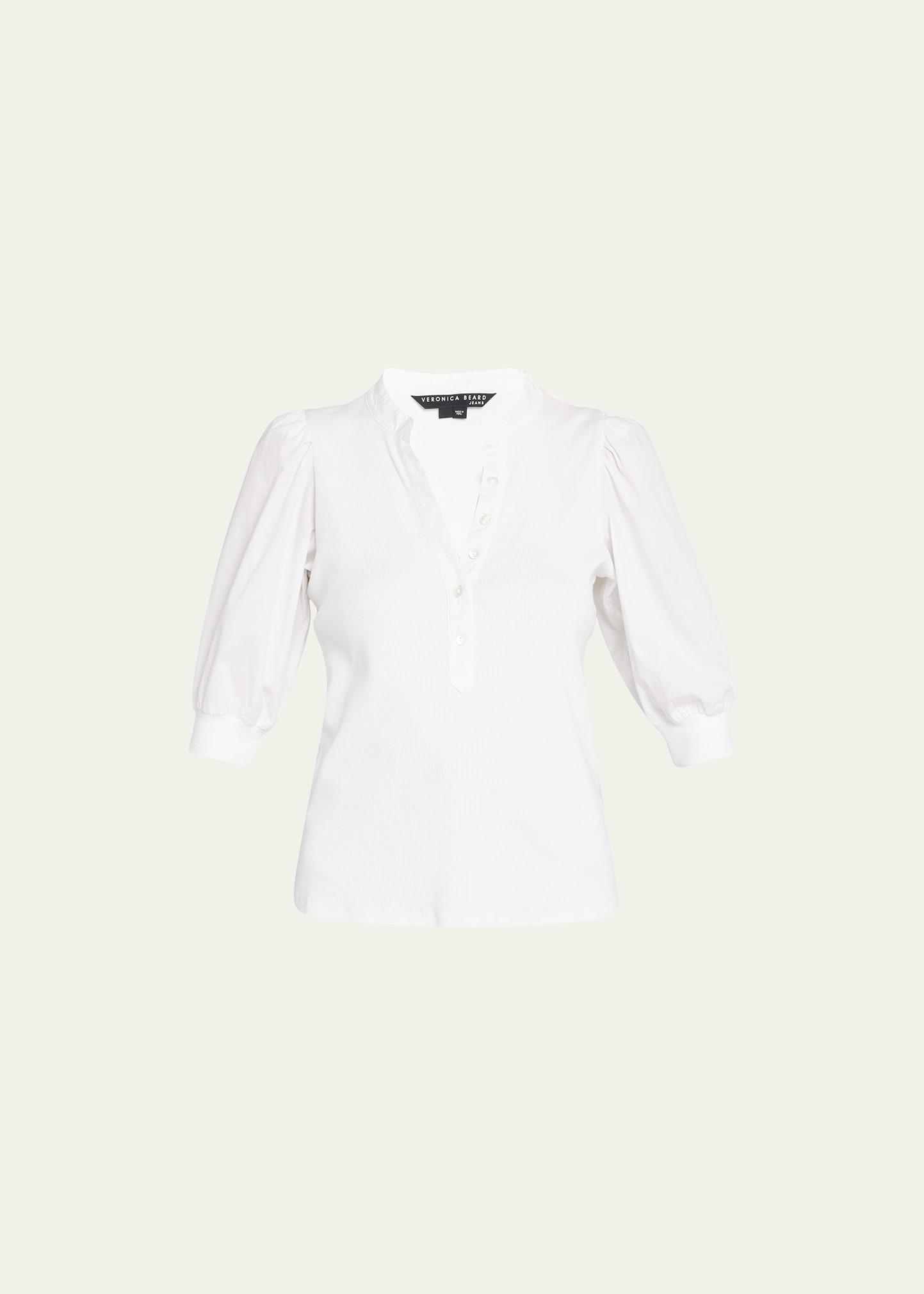 coralee puff sleeve button-front top