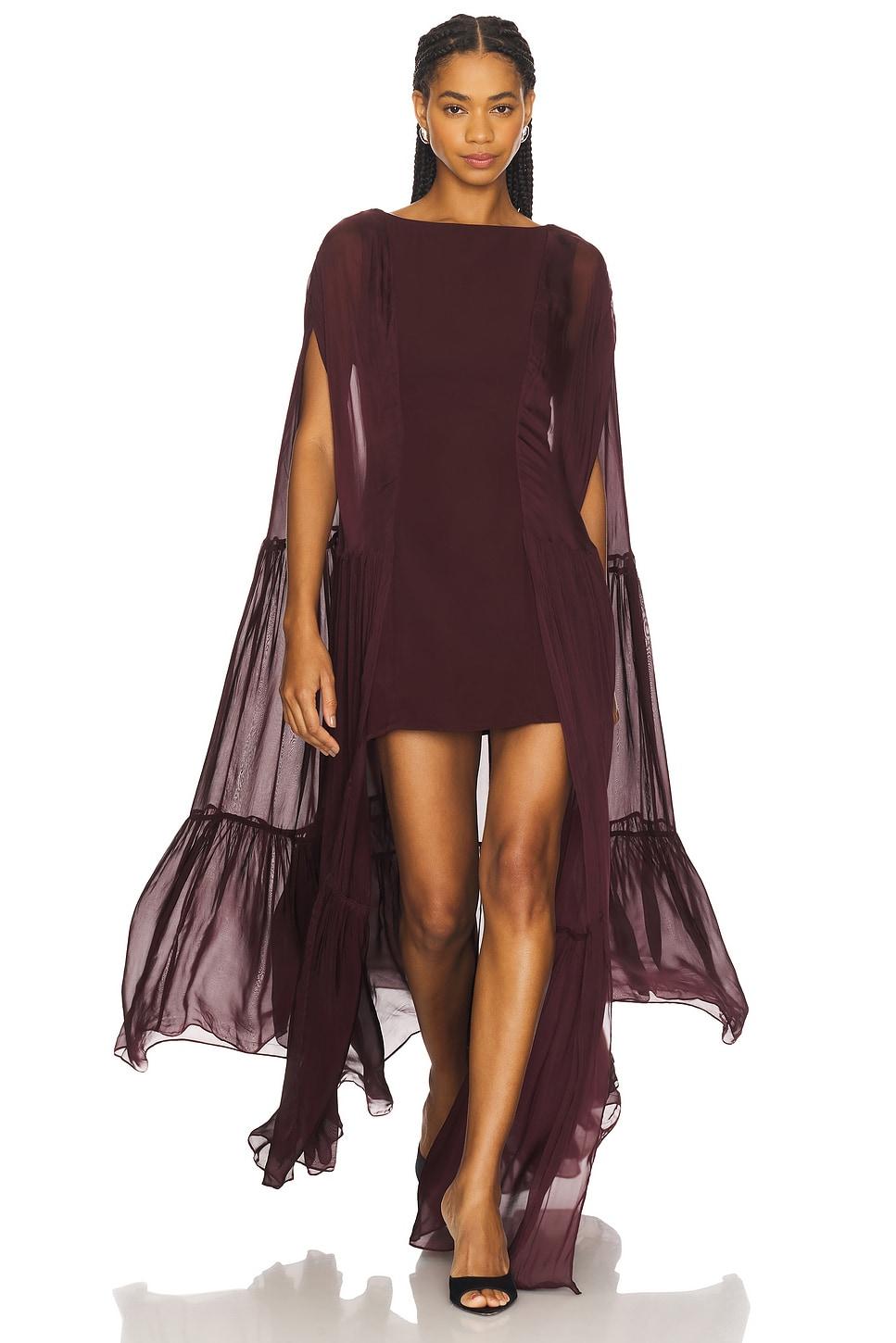 coralia gathered cape dress