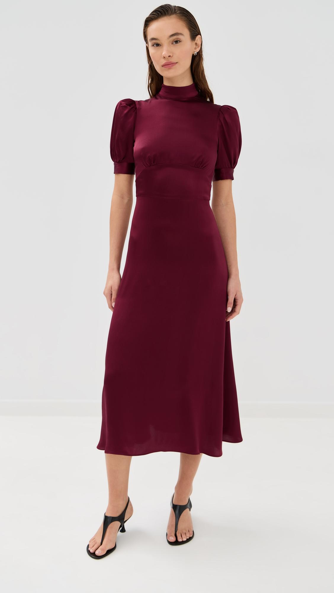 cordelia mock neck silk midi dress