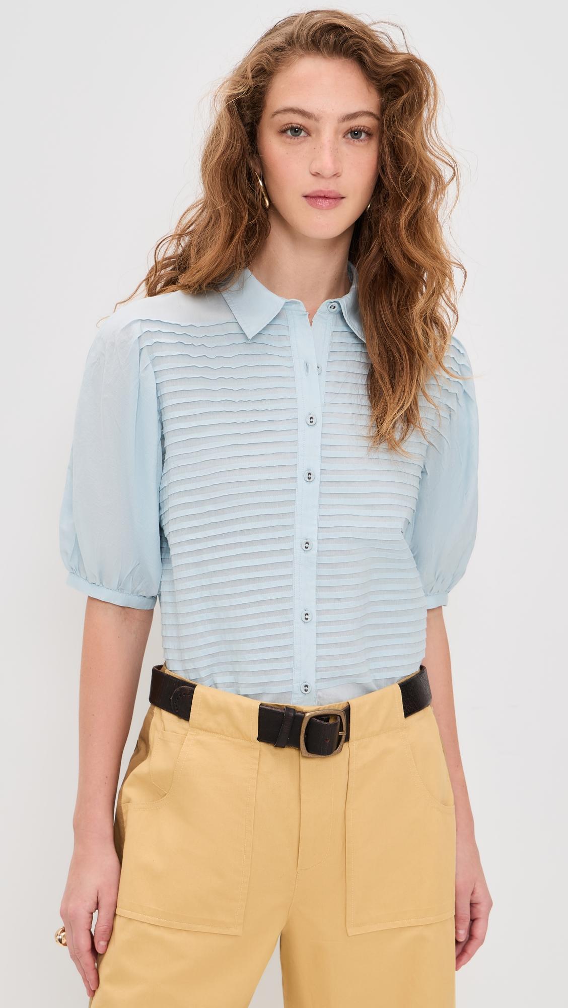 cordelia short sleeve button up top