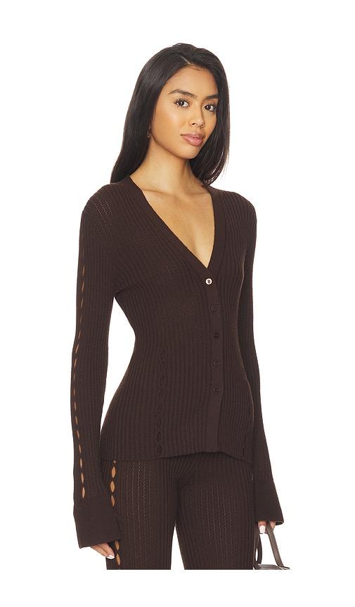 cordova savoie cardigan in chocolate.