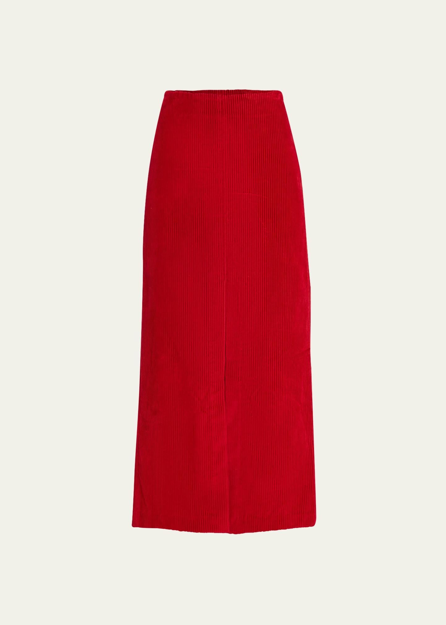 corduroy column midi skirt