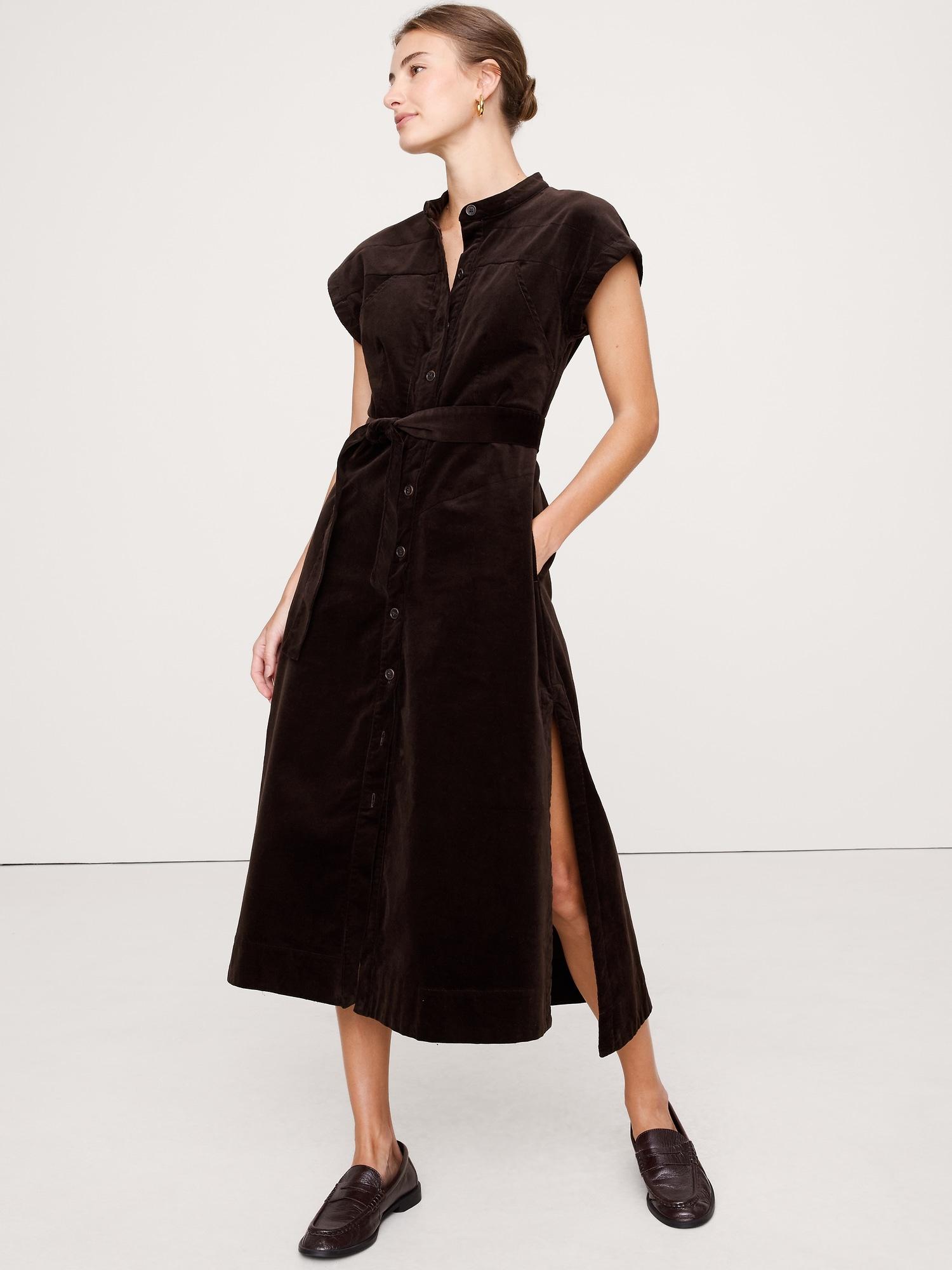 corduroy midi shirt dress