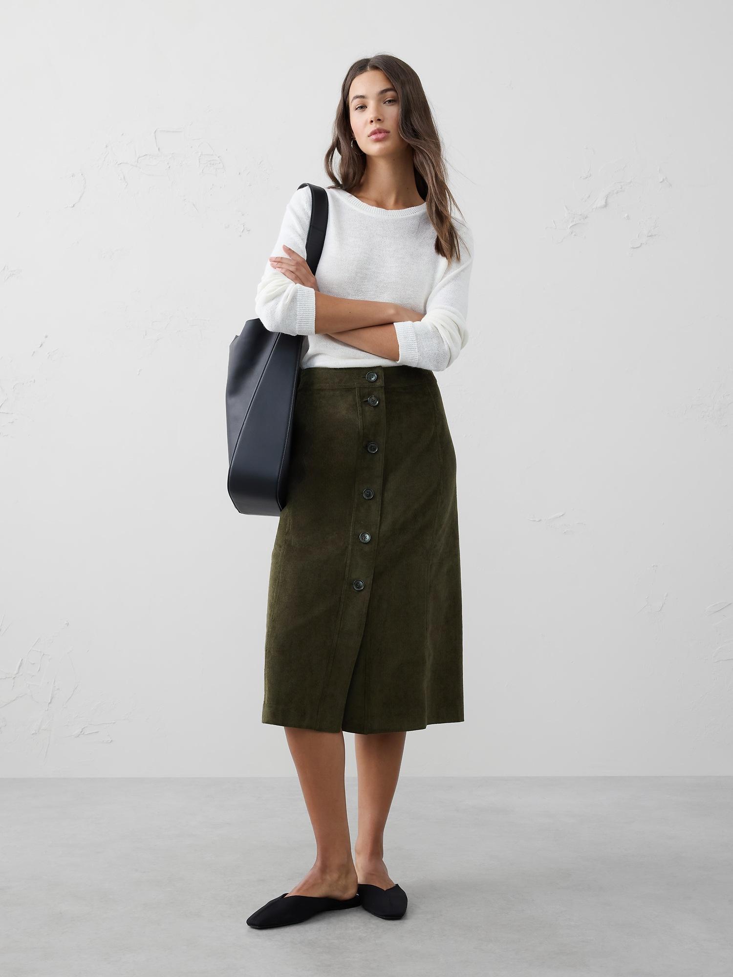corduroy midi skirt