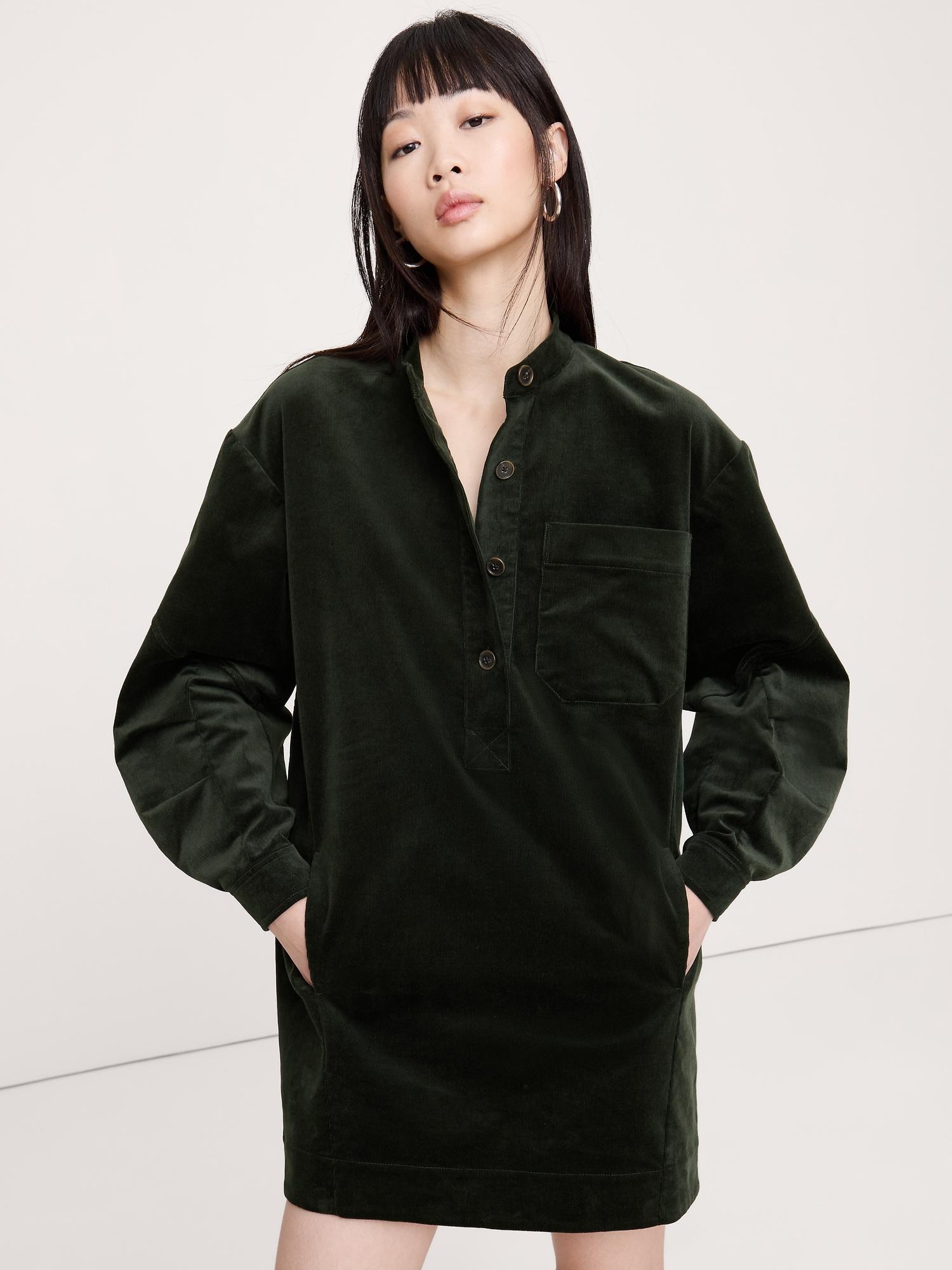 corduroy popover shift dress