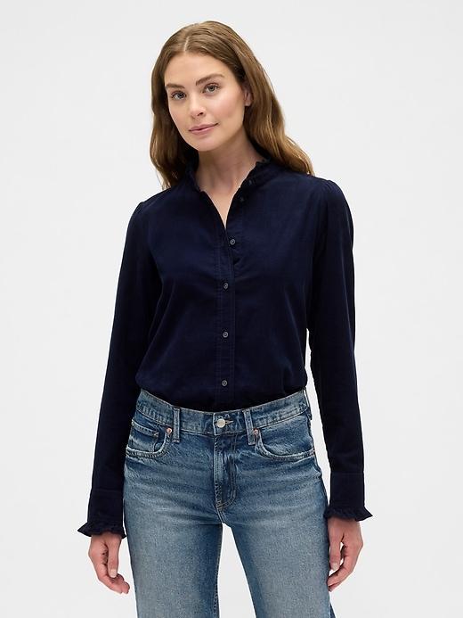 corduroy ruffle shirt