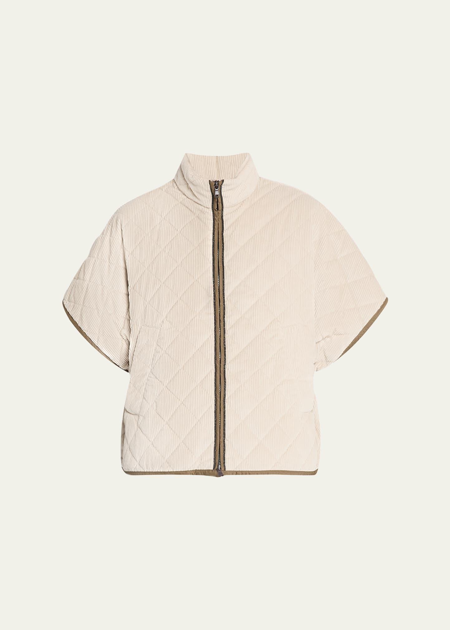 corduroy short-sleeve cashmere padded thermal jacket