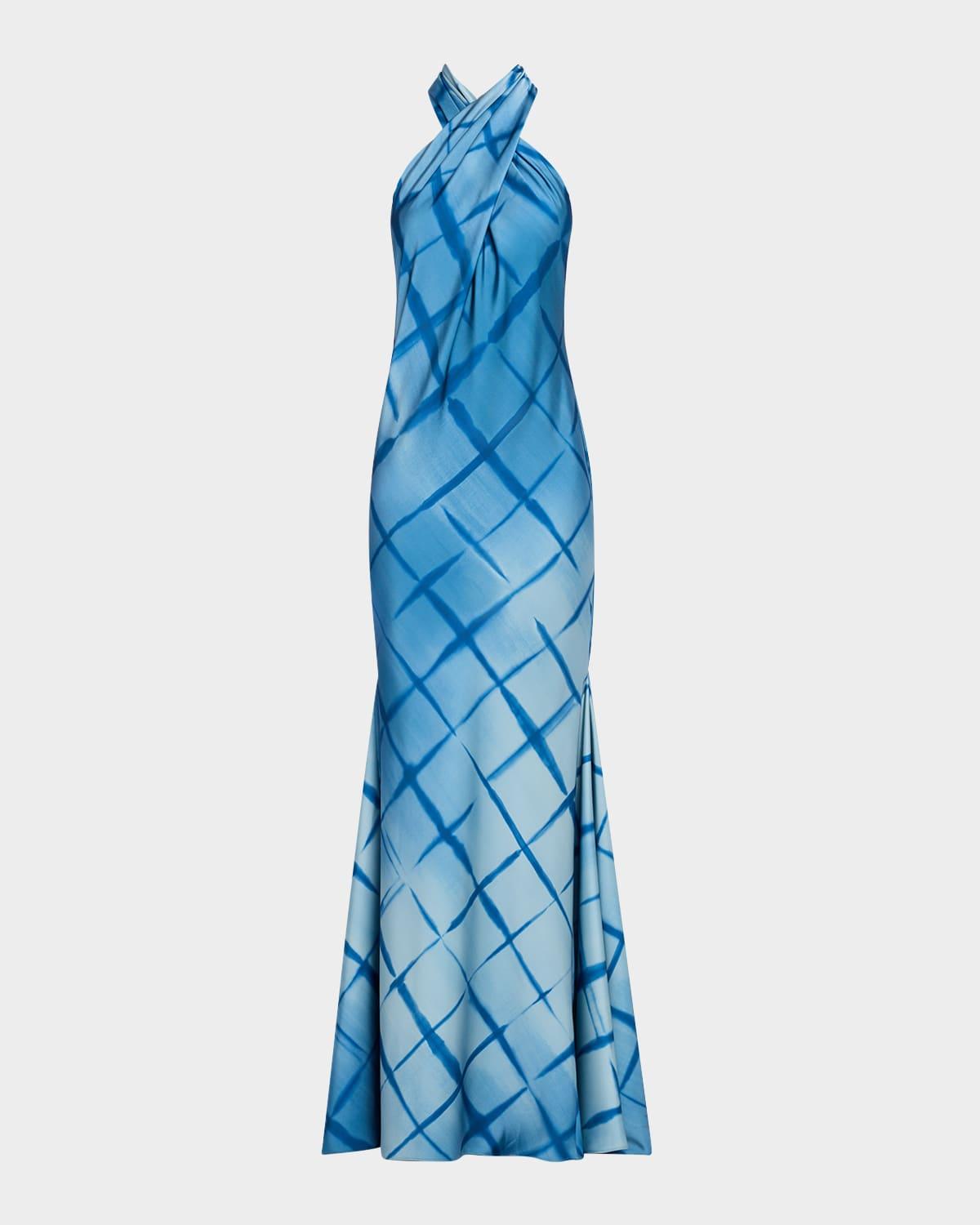corinne backless satin mermaid gown