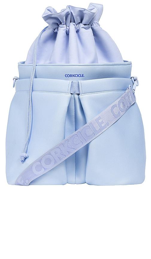 corkcicle beverage bucket cooler bag in baby blue.
