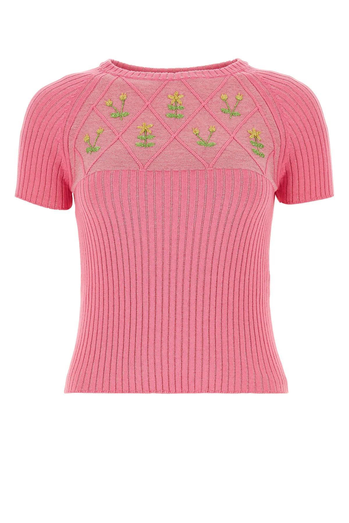 cormio pink cotton blend diamond ortensia sweater