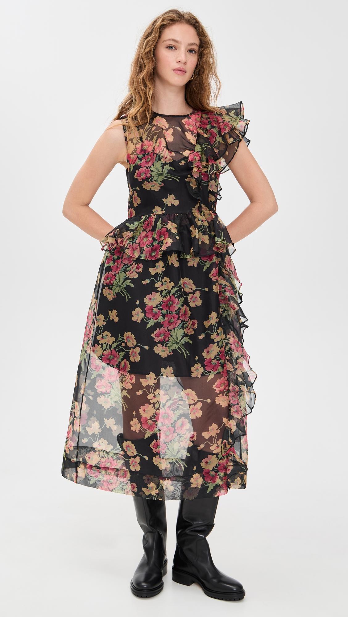 cornelia print midi silk dress