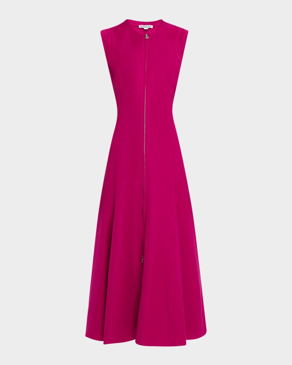 cornelia viscose-linen twill midi dress