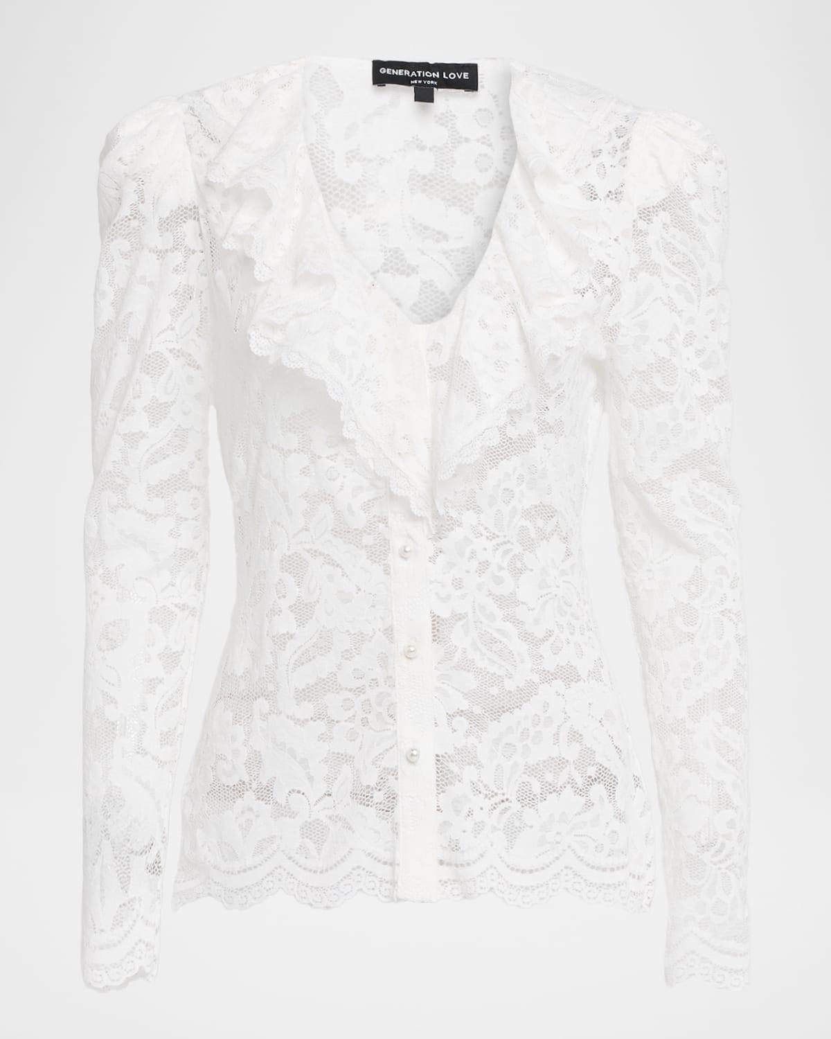 corsa button-front lace top