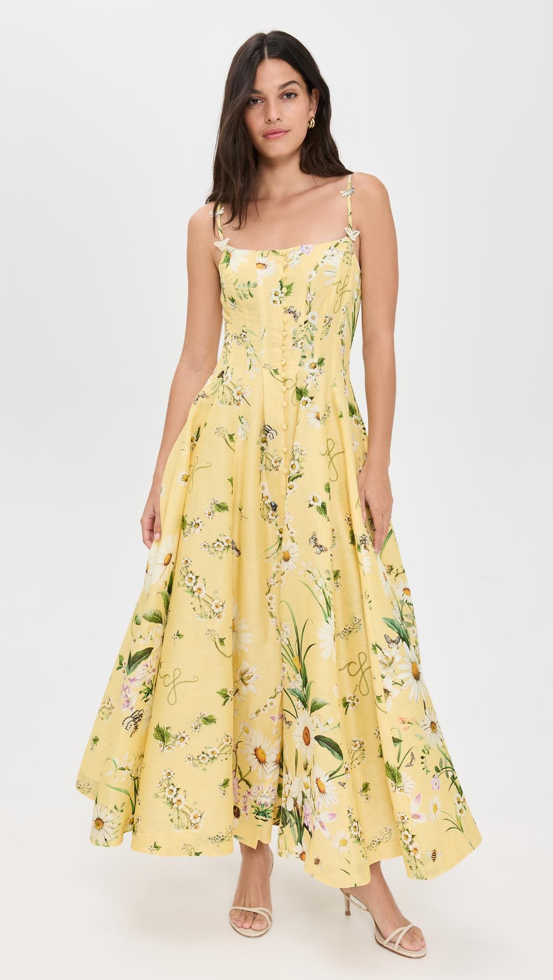 corset dress with long flared skirt