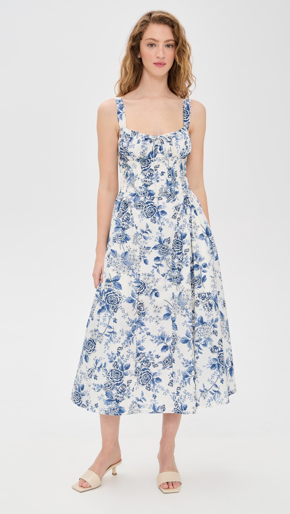 corset floral midi dress