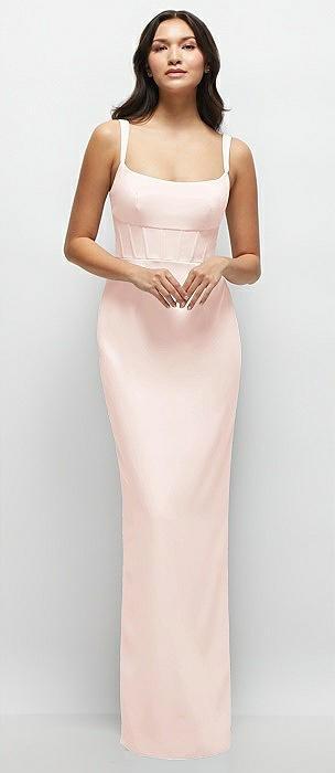 corset midriff crepe column maxi dress
