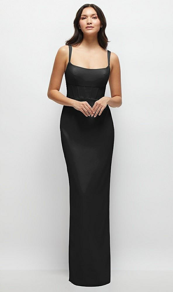 corset midriff crepe column maxi dress