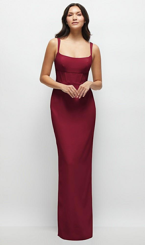 corset midriff crepe column maxi dress