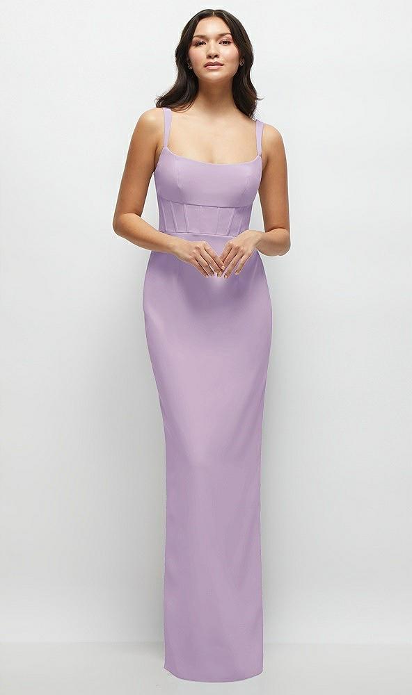 corset midriff crepe column maxi dress