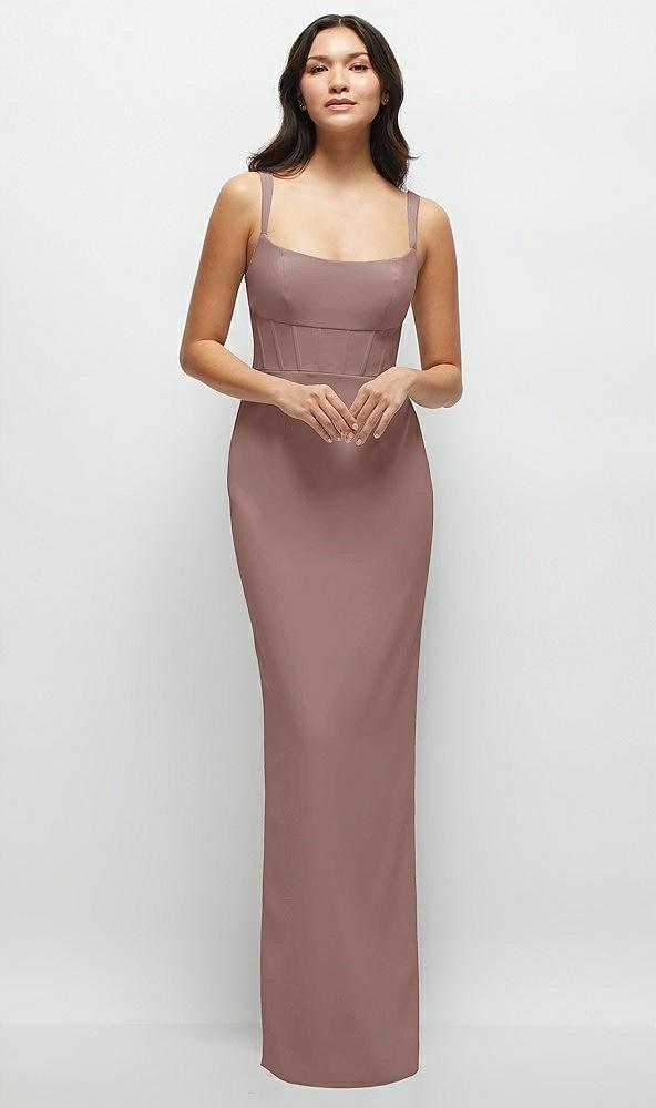 corset midriff crepe column maxi dress