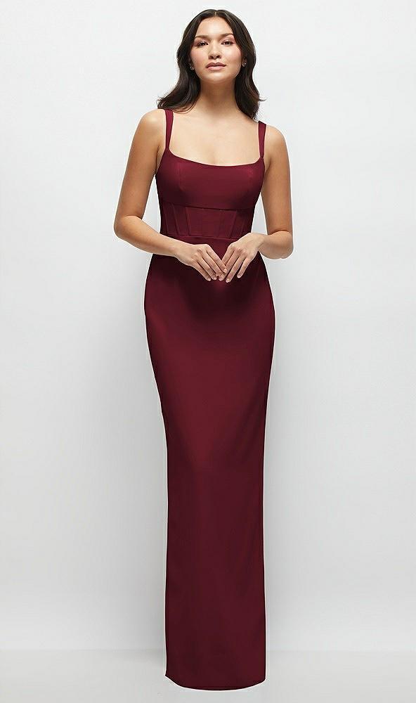 corset midriff crepe column maxi dress