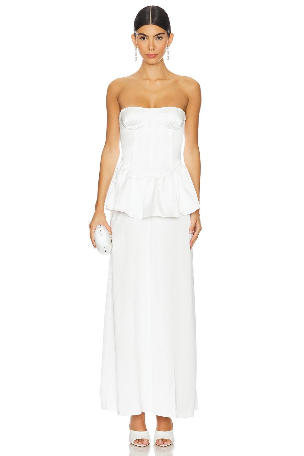 corset peplum maxi dress