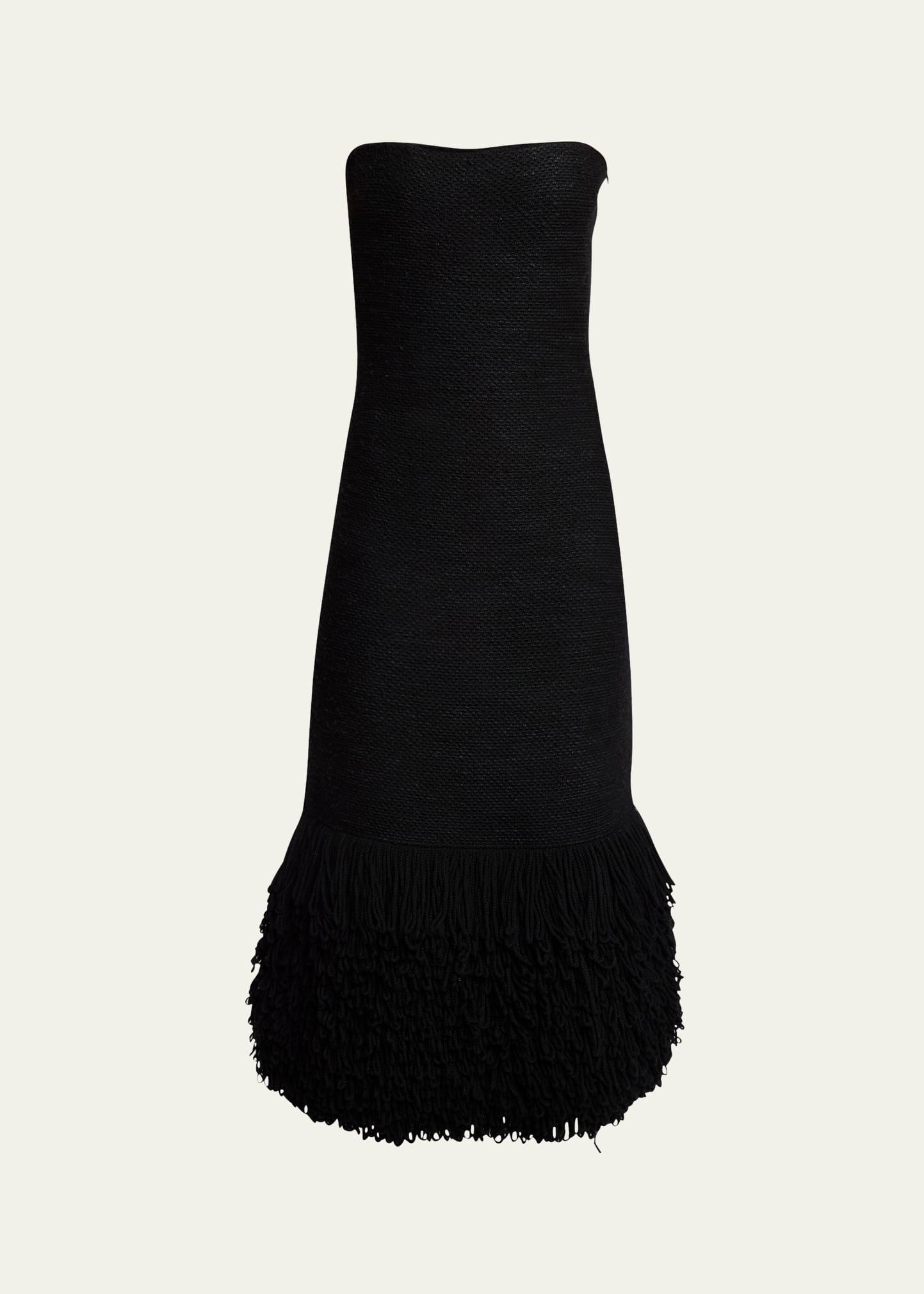 corus strapless fringe cashmere maxi dress