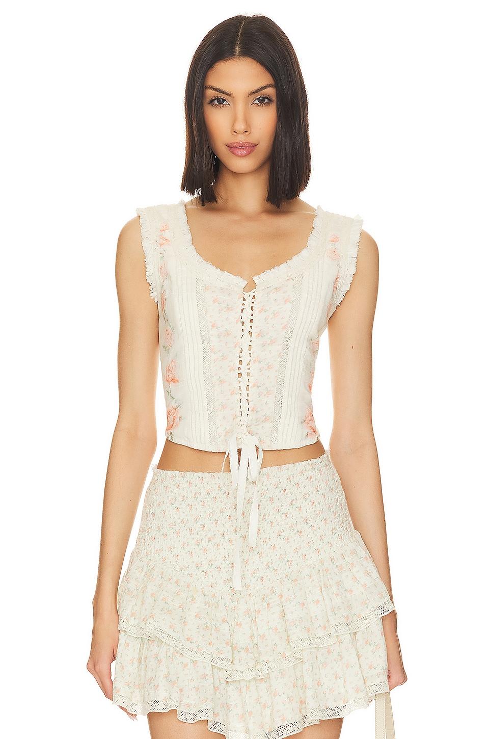corvelle bustier top in sandy fields