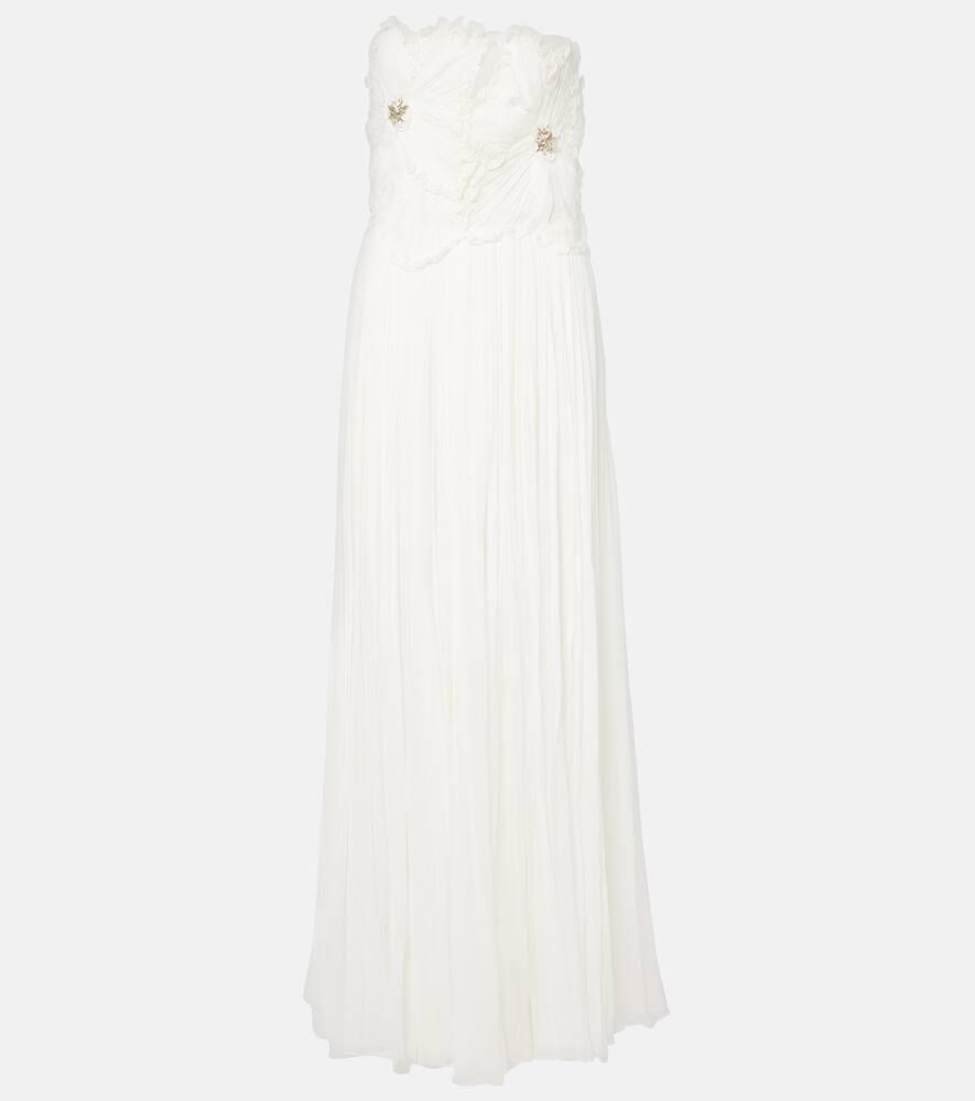 costarellos adamaris embellished floral strapless gown