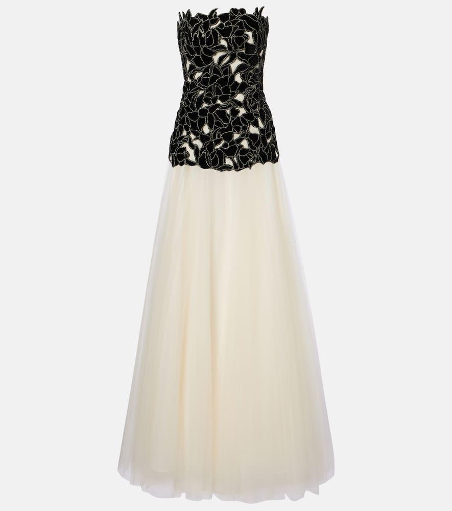costarellos alessi embellished tulle gown