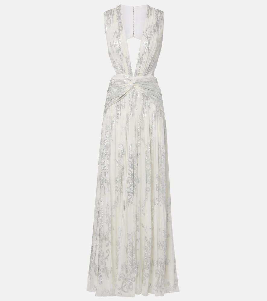 costarellos amalia floral silk georgette gown