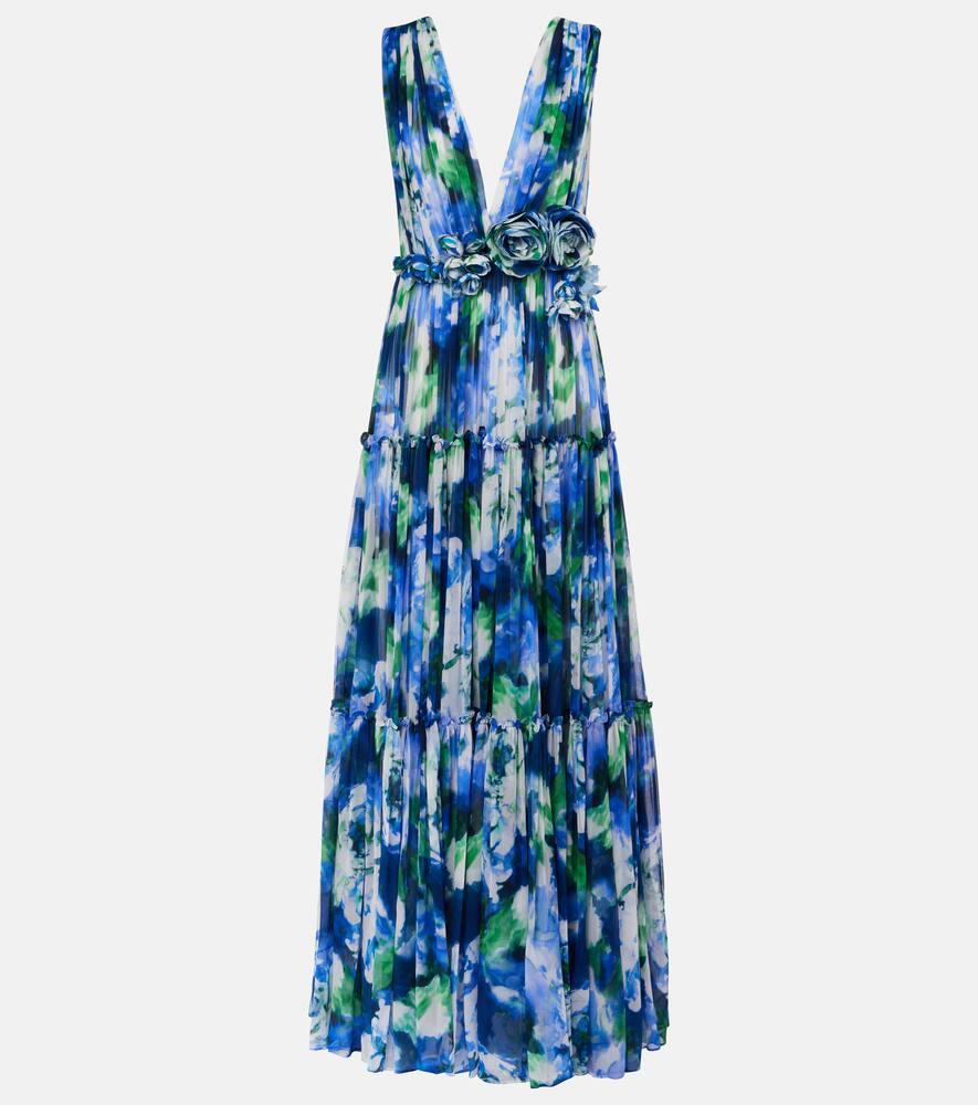 costarellos arella floral silk georgette gown