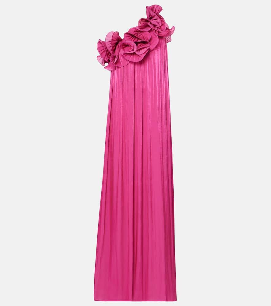 costarellos charmain ruffled georgette gown