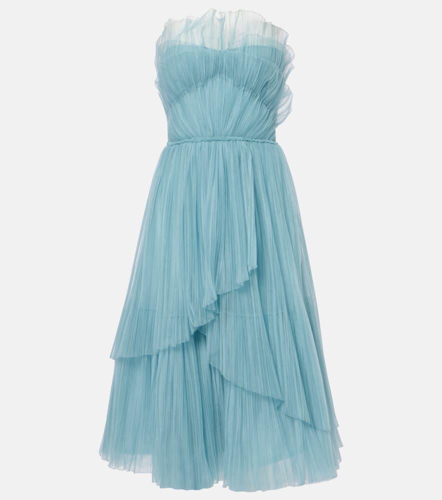 costarellos dorea plissé tulle cocktail dress