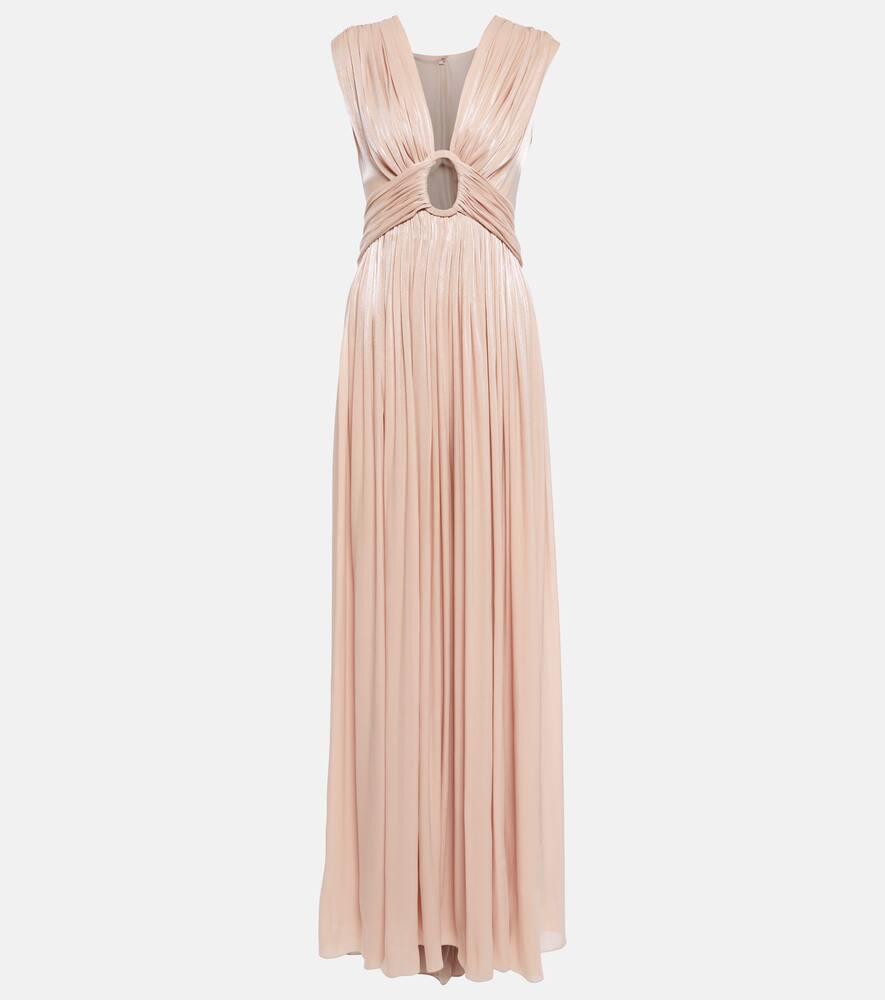 costarellos draped satin gown