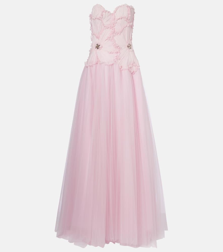 costarellos edra embellished tulle bustier gown