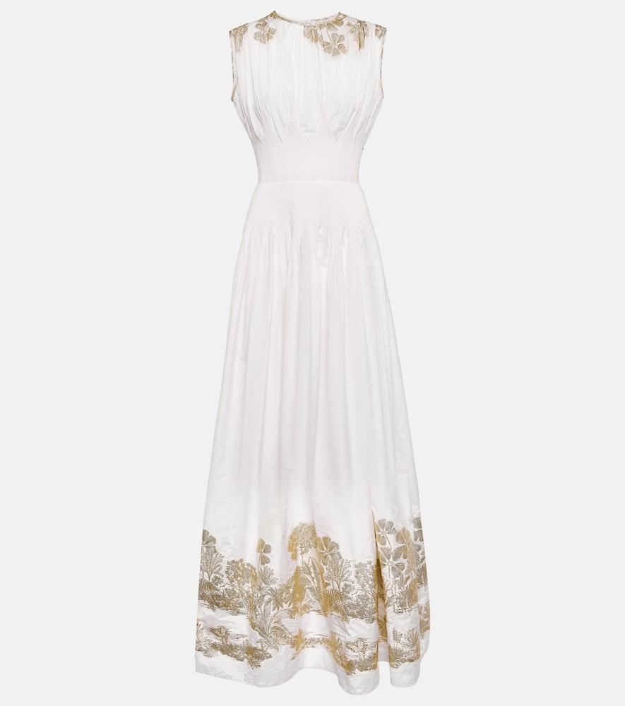 costarellos eliza jacquard embroidered maxi dress