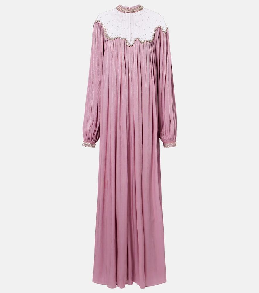 costarellos elline embellished pleated gown