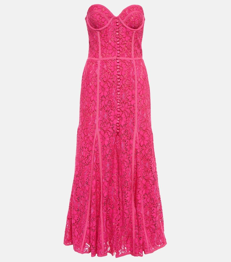 costarellos elodie lace bustier maxi dress