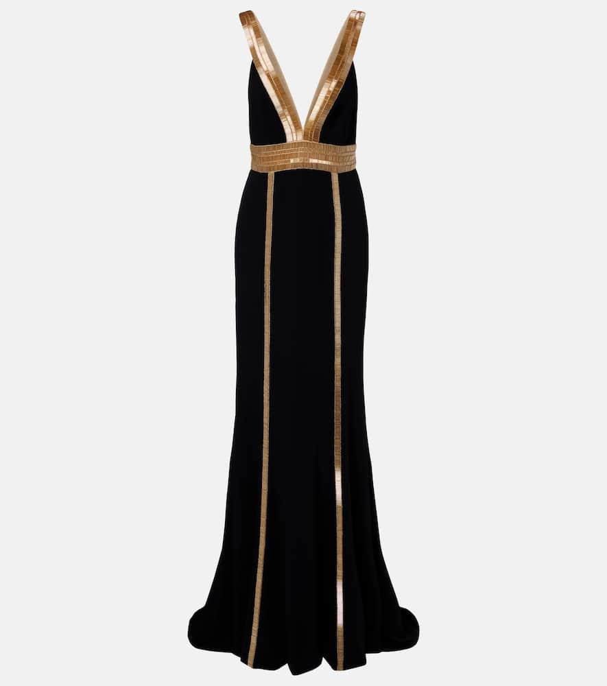 costarellos embellished crêpe gown