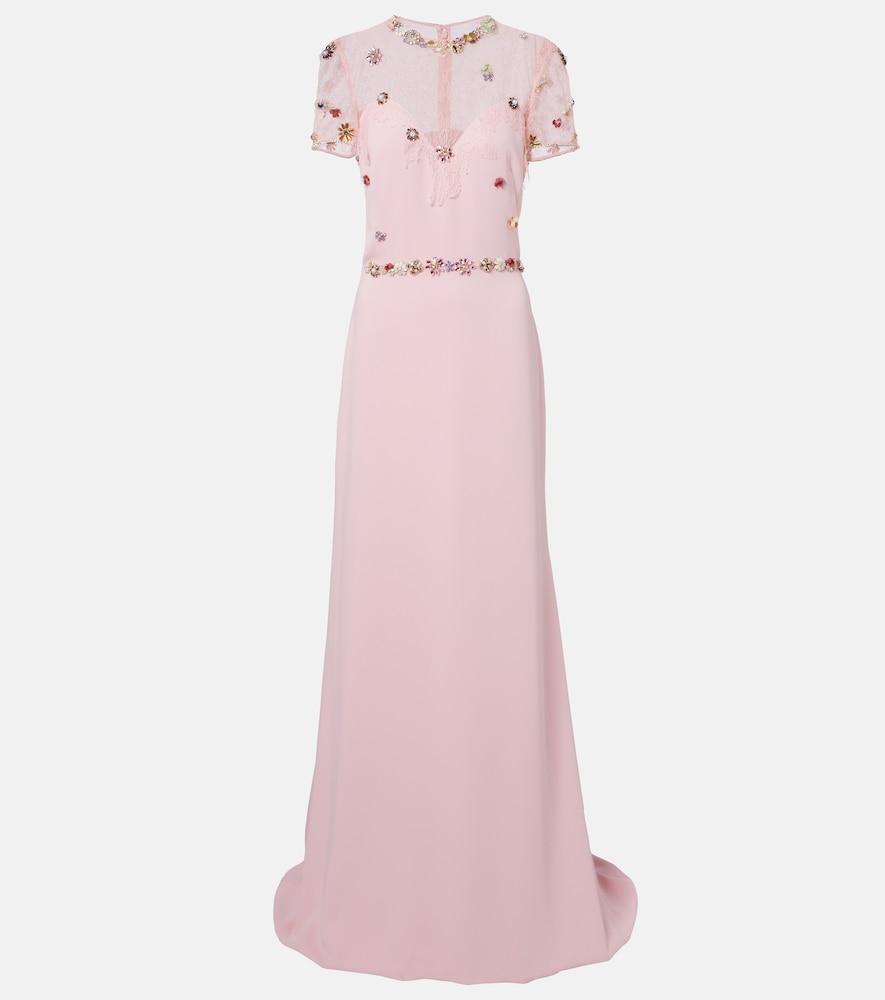 costarellos embellished crêpe gown