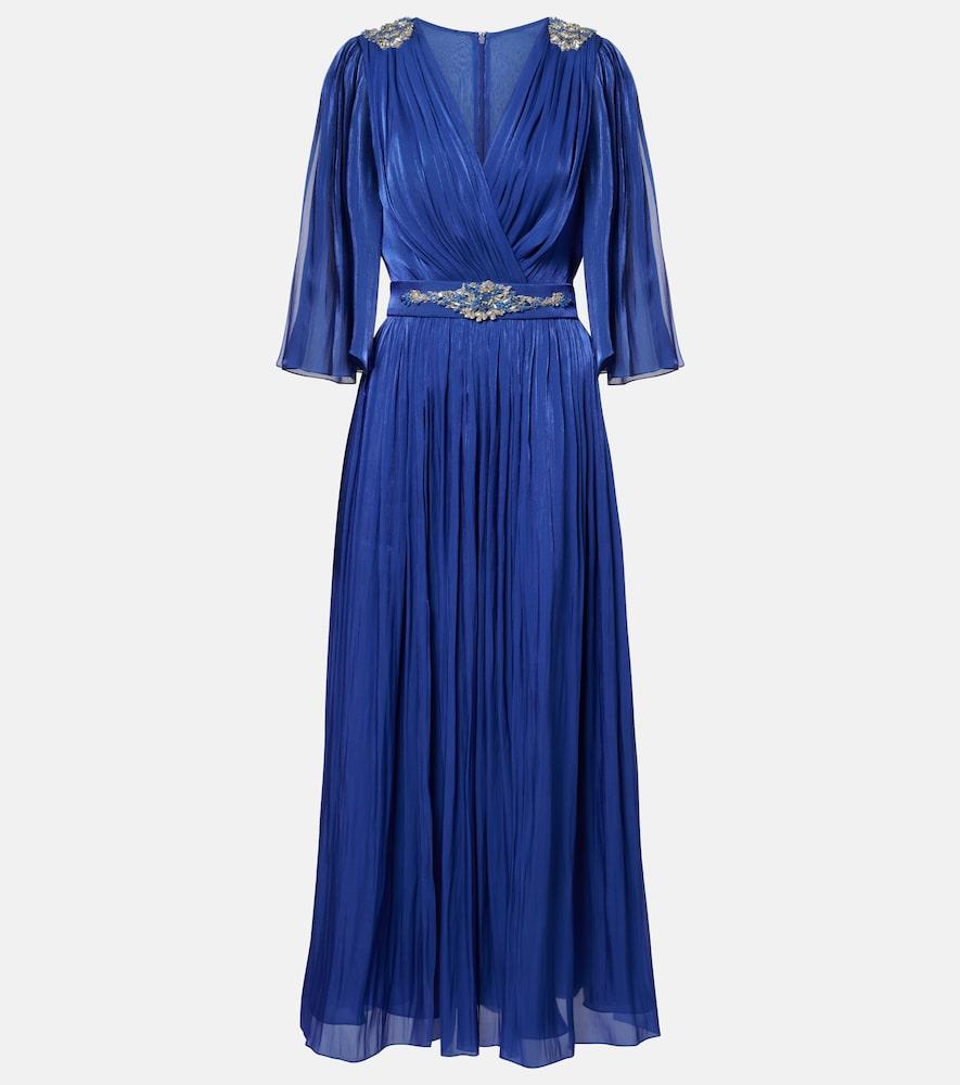 costarellos embellished lurex georgette gown