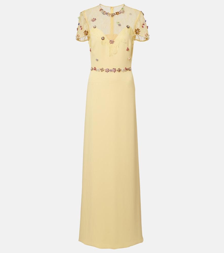 costarellos embellished sequined crêpe gown
