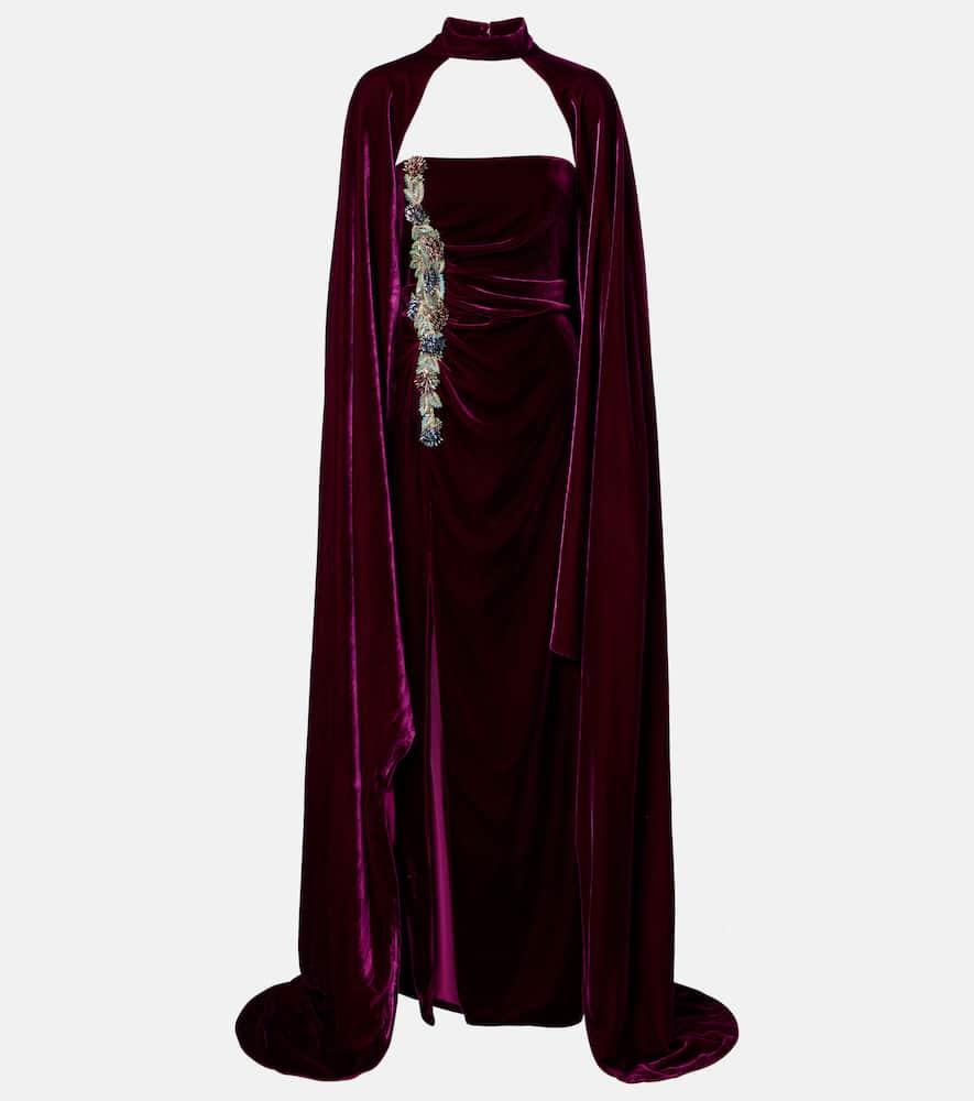 costarellos embellished strapless gown