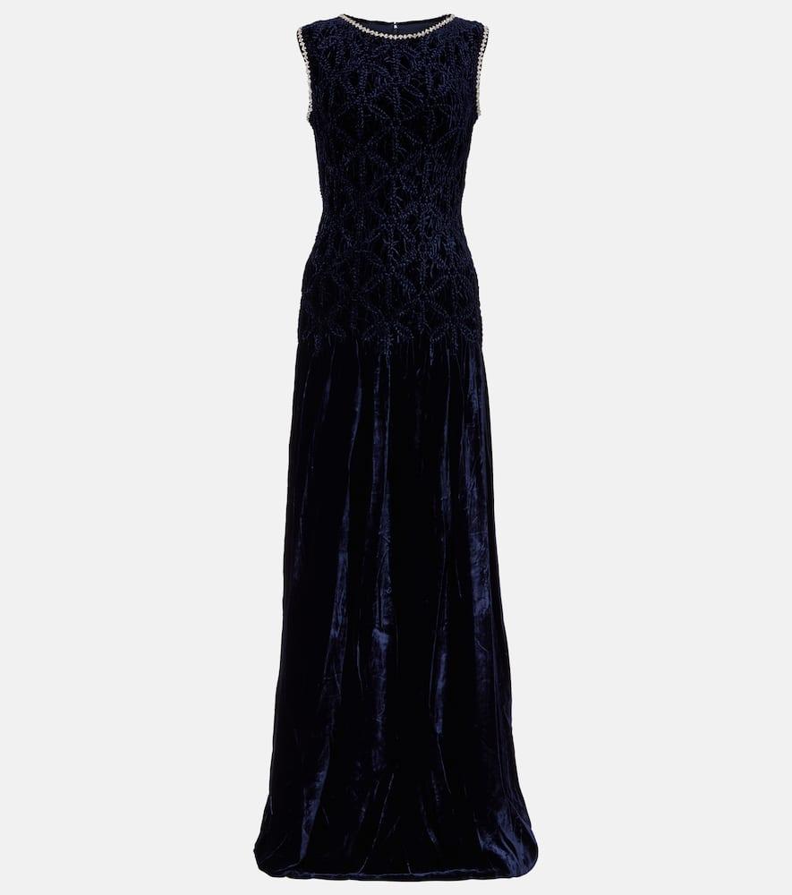 costarellos embellished velvet gown