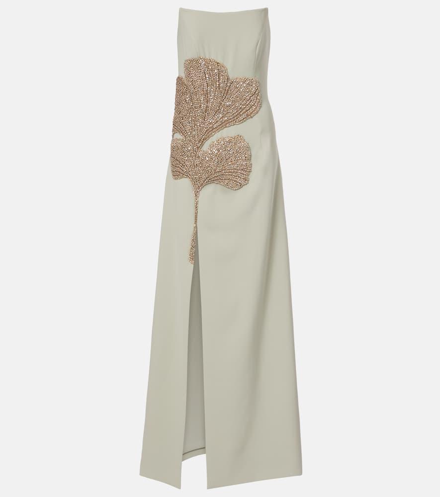 costarellos faranna embellished crêpe gown
