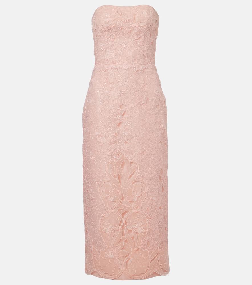 costarellos jillie embroidered organza bustier gown