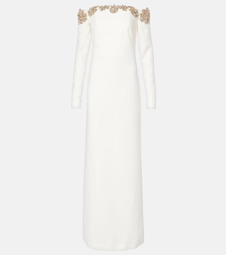 costarellos meline embellished crêpe gown